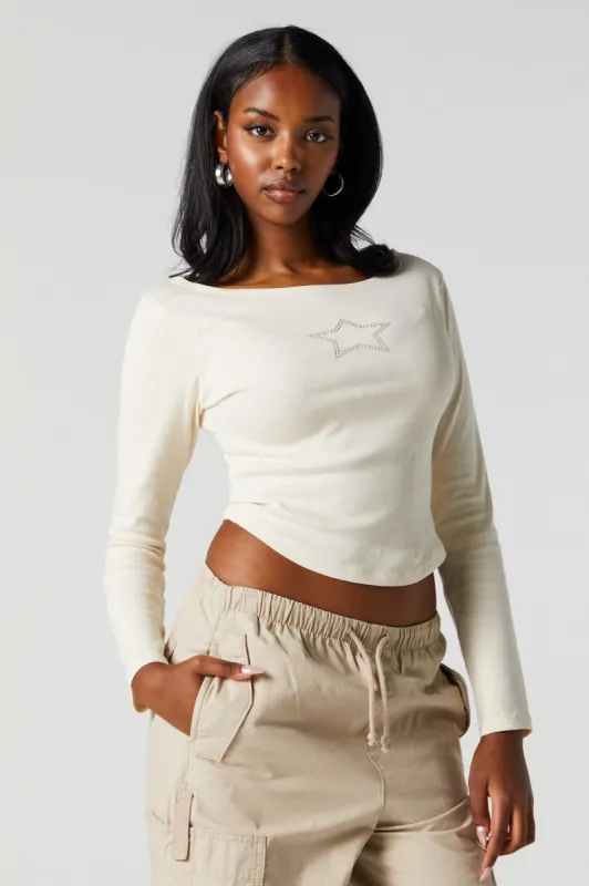 Rhinestone Star Long Sleeve Top made by Stitches