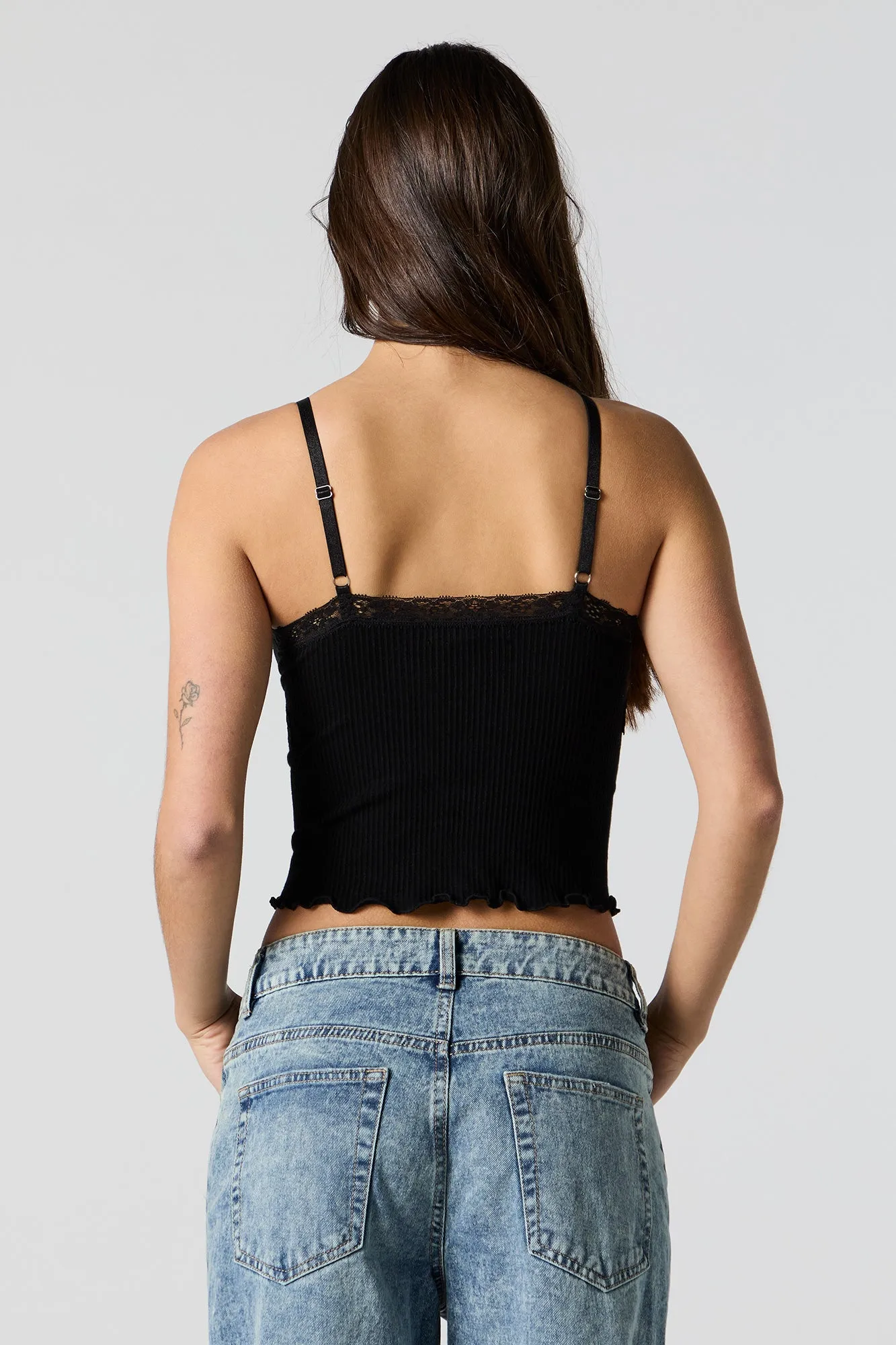 Seamless Ribbed Lace Trim Tank sold by Charlotte Russe product image thumbnail 5