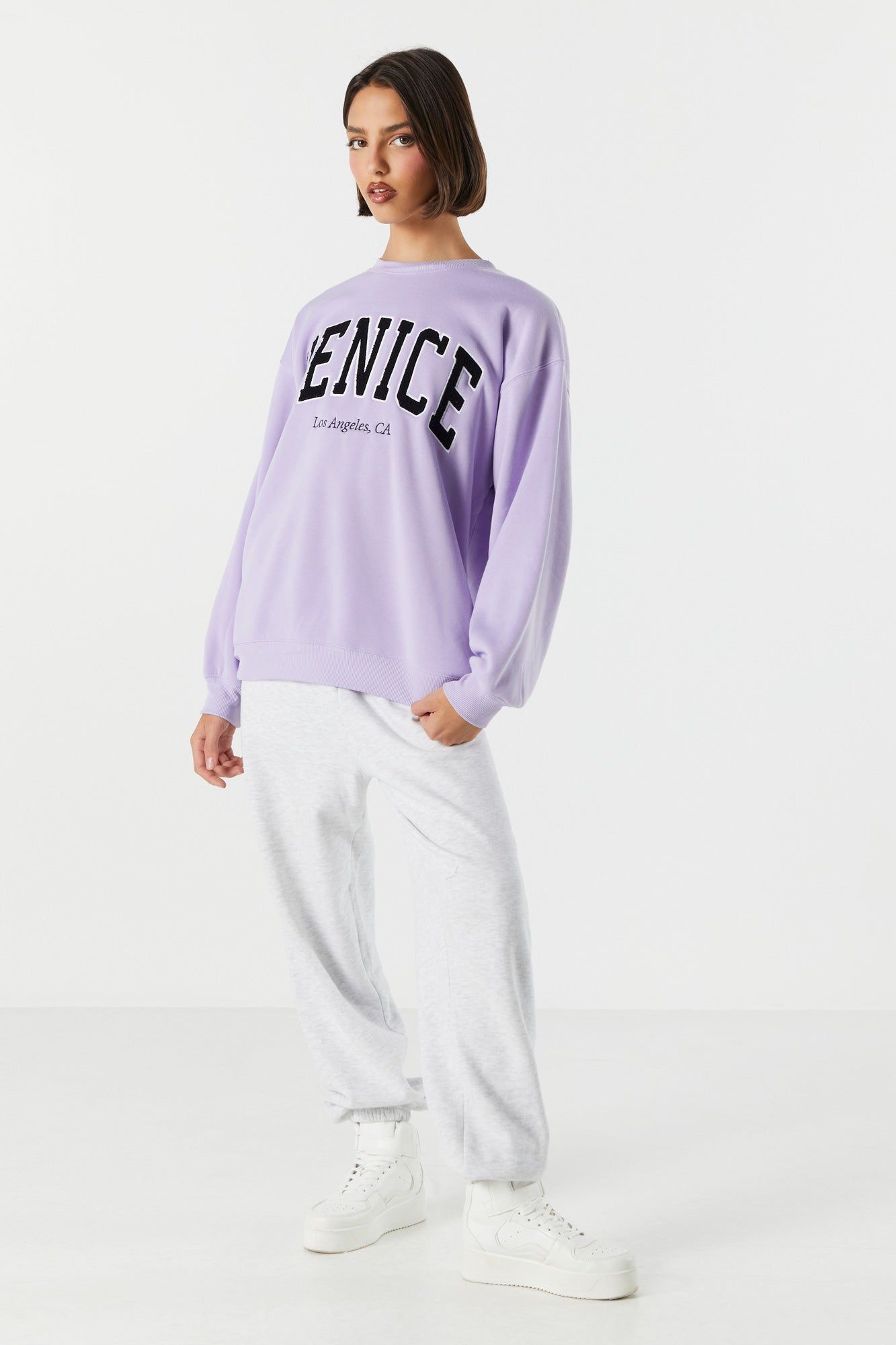 Fleece Venice Graphic Sweatshirt sold by Charlotte Russe product image thumbnail 3