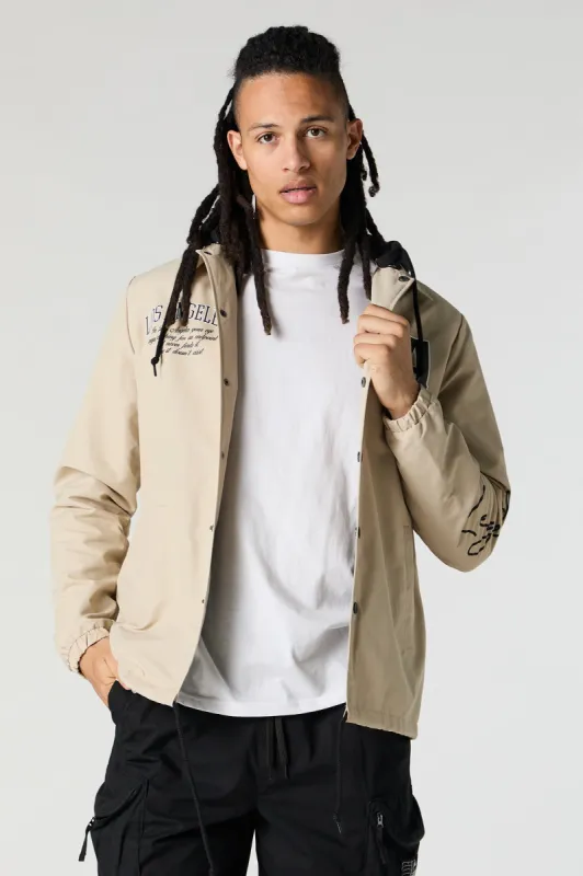 Los Angeles Fleece Hood Coach Jacket sold by Charlotte Russe
