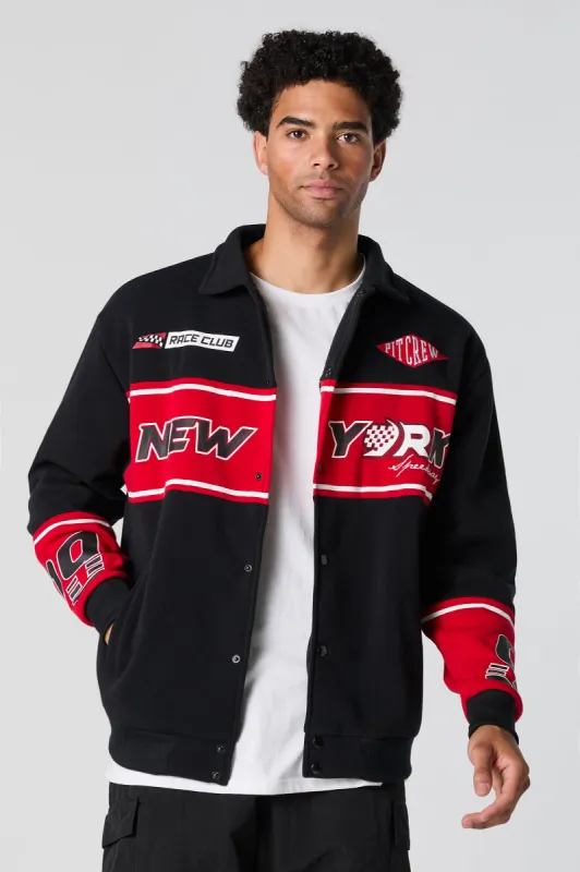 New York Racing Fleece Jacket sold by Charlotte Russe