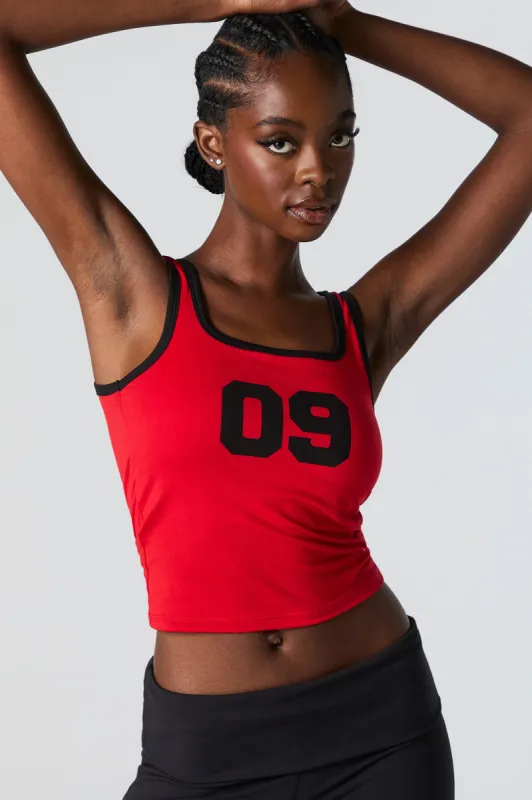 09 Graphic Contrast Trim Tank sold by Charlotte Russe