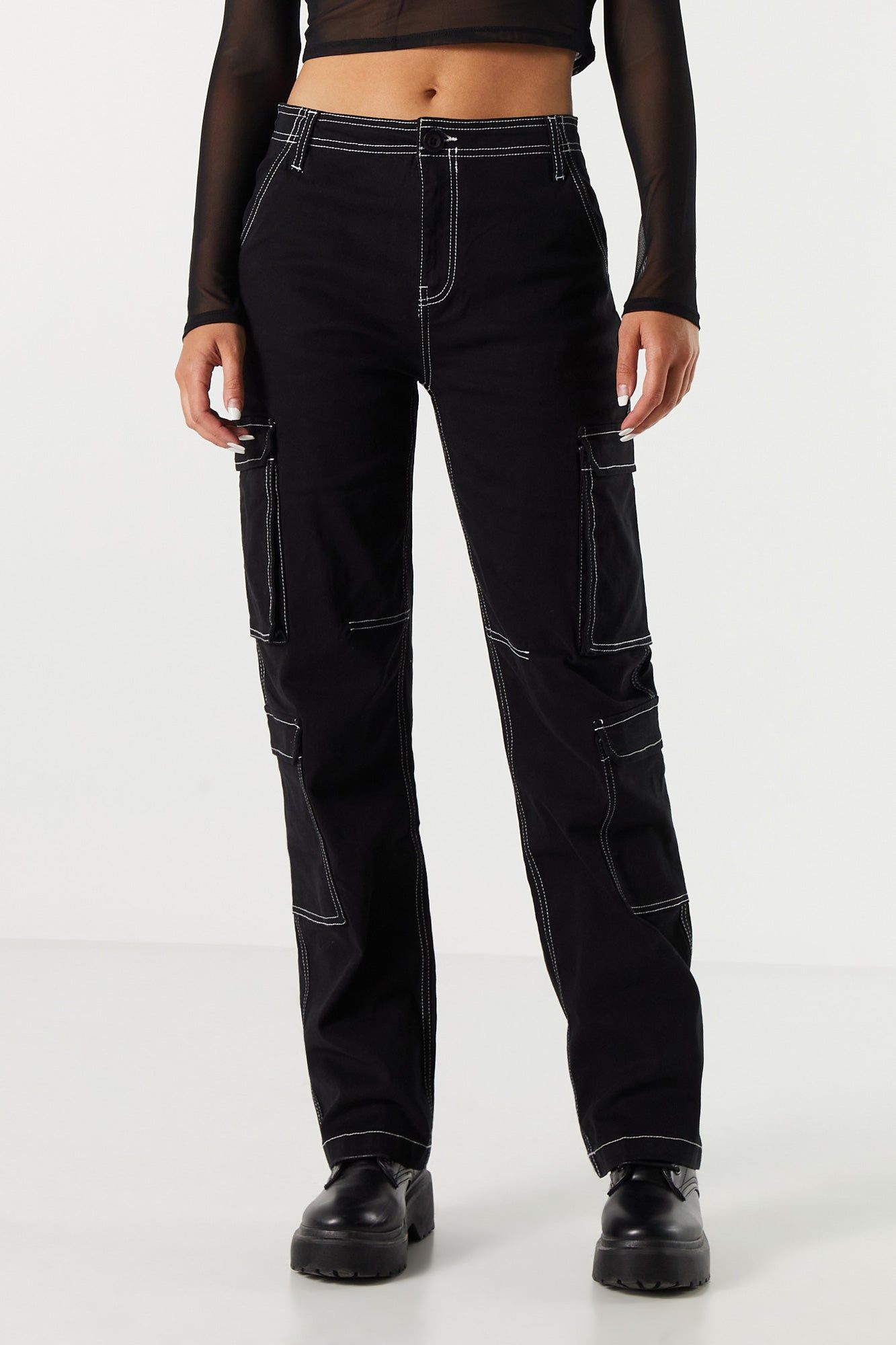 Contrast Stitch Multi Pocket Cargo Pant sold by Charlotte Russe product image thumbnail 2