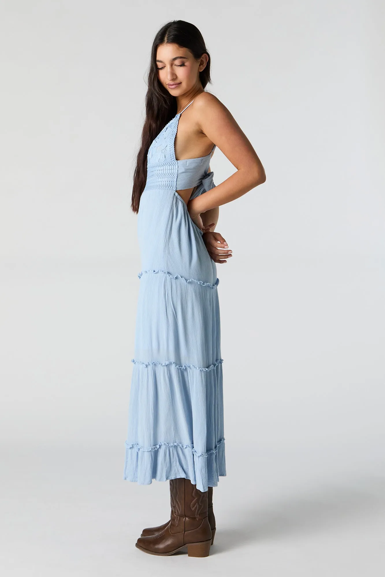 Lace Crochet Sweetheart Tiered Midi Dress sold by Charlotte Russe product image thumbnail 5