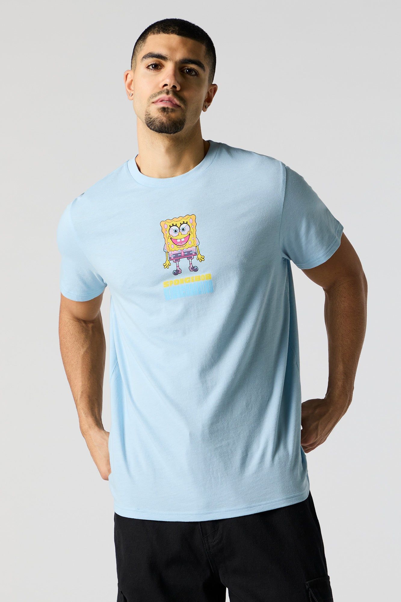 Blue SpongeBob Reimagination Graphic T-Shirt sold by Charlotte Russe
