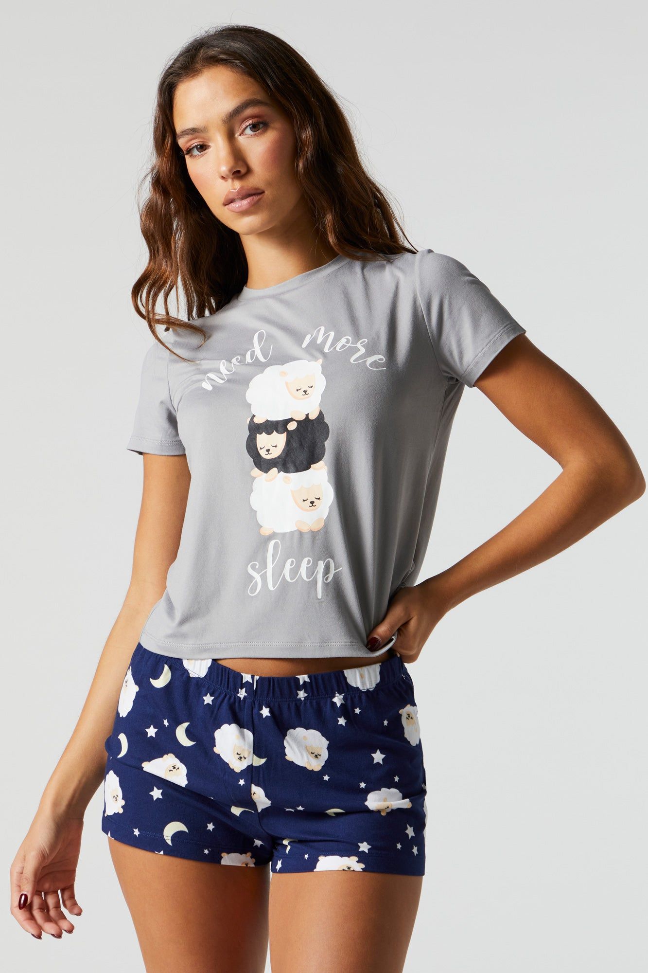Sheepy Sleep Graphic Pajama T-Shirt Set sold by Charlotte Russe