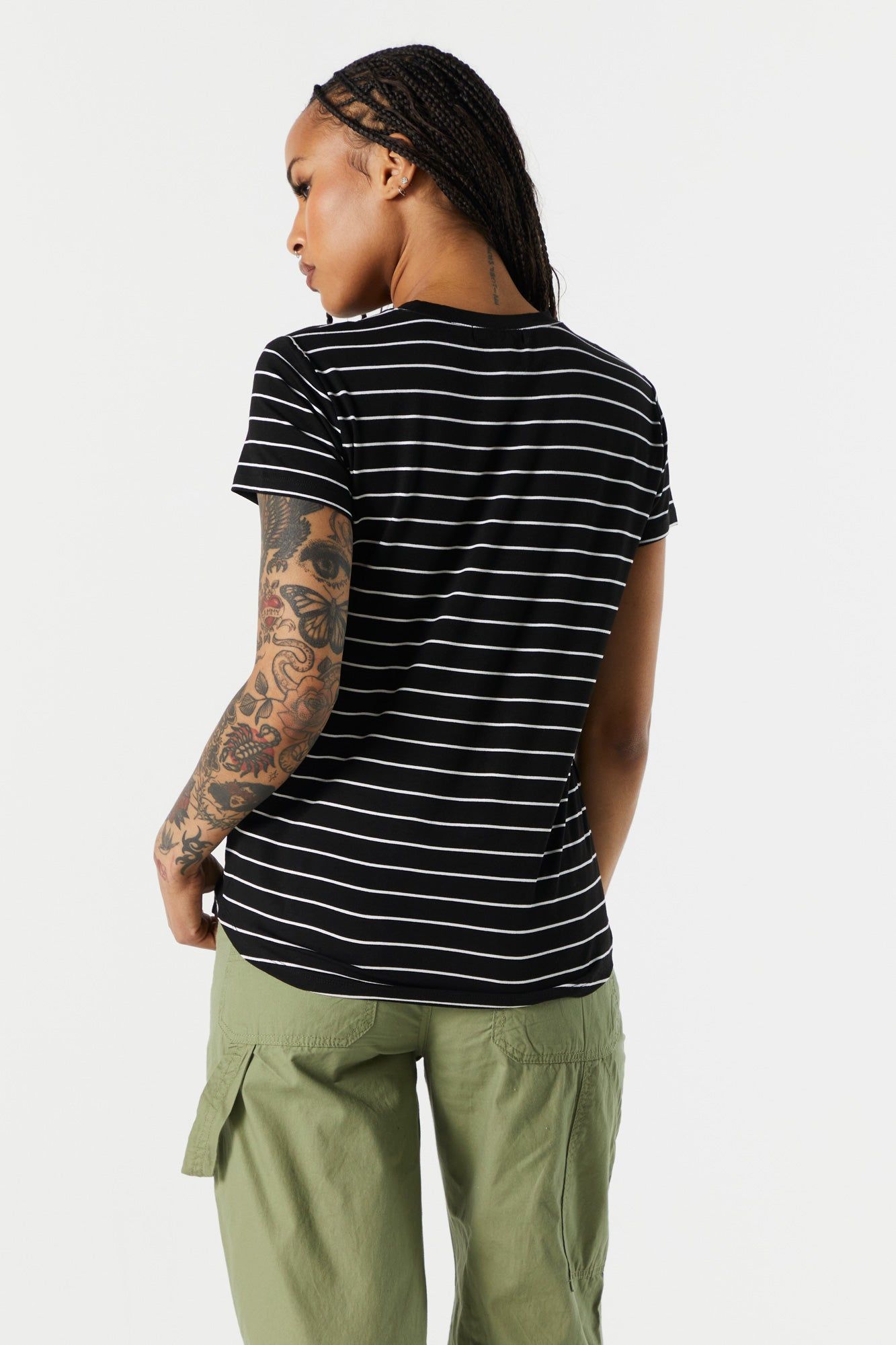 Striped Relaxed Crewneck T-Shirt sold by Charlotte Russe product image thumbnail 2