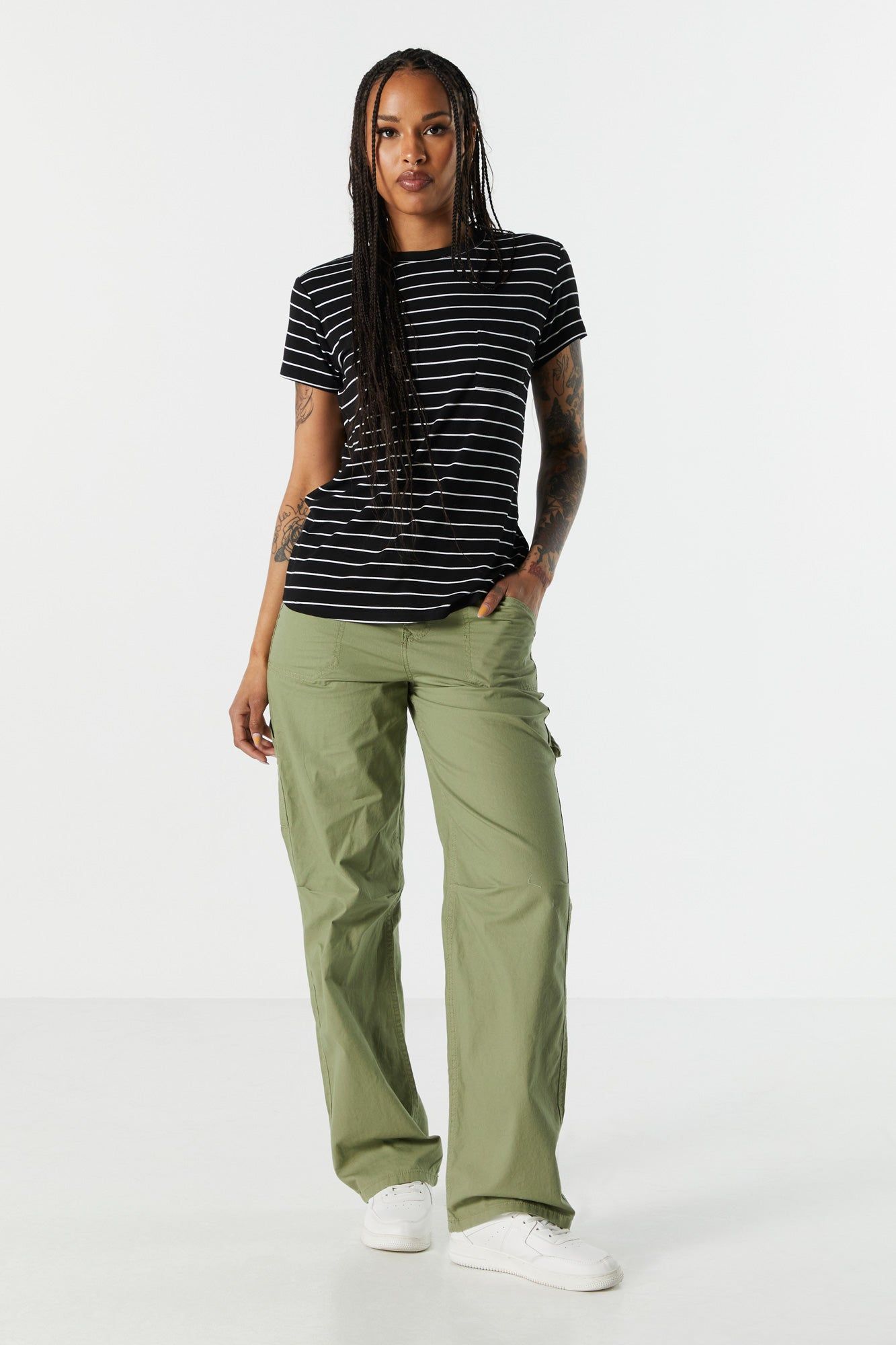 Striped Relaxed Crewneck T-Shirt sold by Charlotte Russe product image thumbnail 3