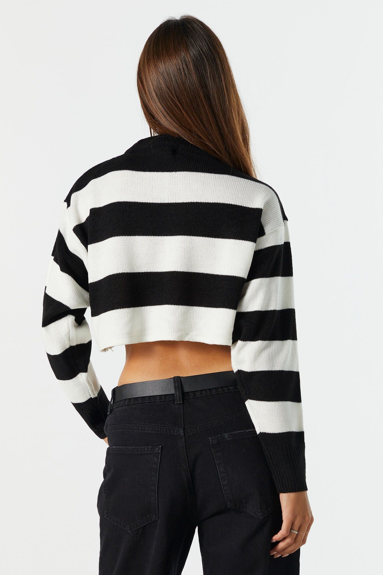 Striped Cropped Crewneck Sweater sold by Charlotte Russe product image thumbnail 2