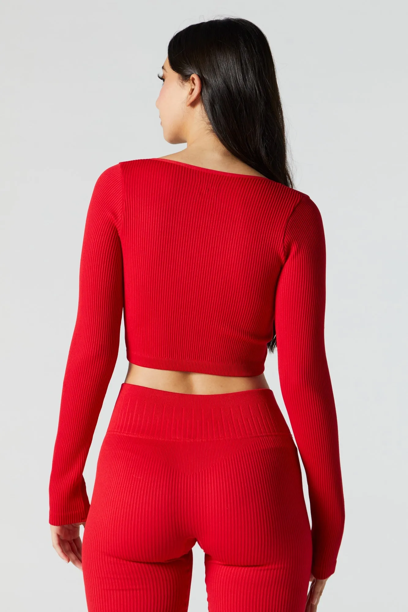 Red Sommer Ray Active Seamless Long Sleeve Top sold by Charlotte Russe product image thumbnail 2