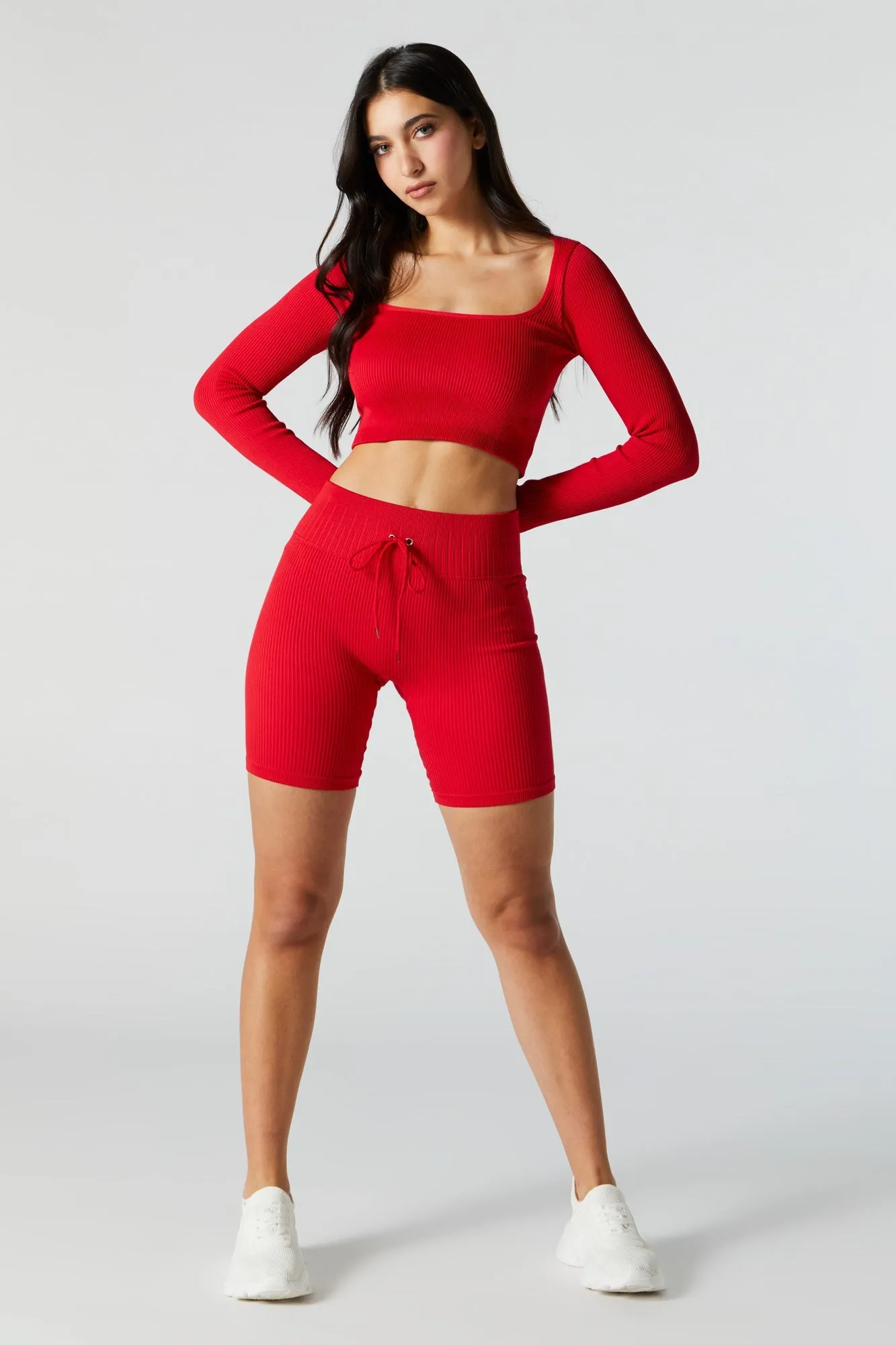 Red Sommer Ray Active Seamless Long Sleeve Top sold by Charlotte Russe product image thumbnail 3
