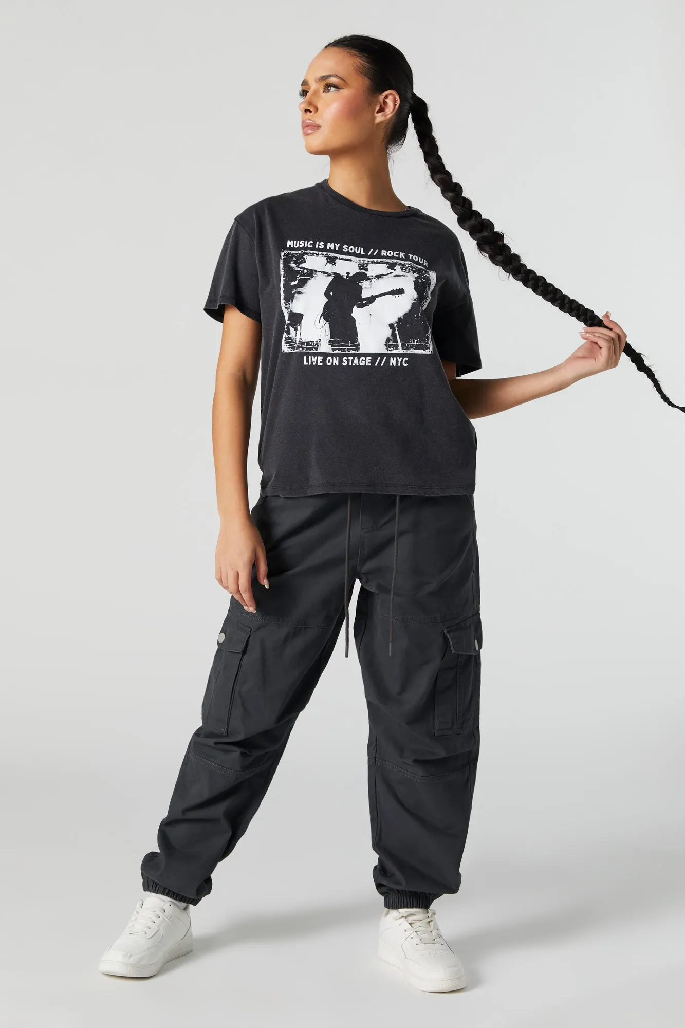 Rock Tour Graphic Boyfriend T-Shirt sold by Charlotte Russe product image thumbnail 3