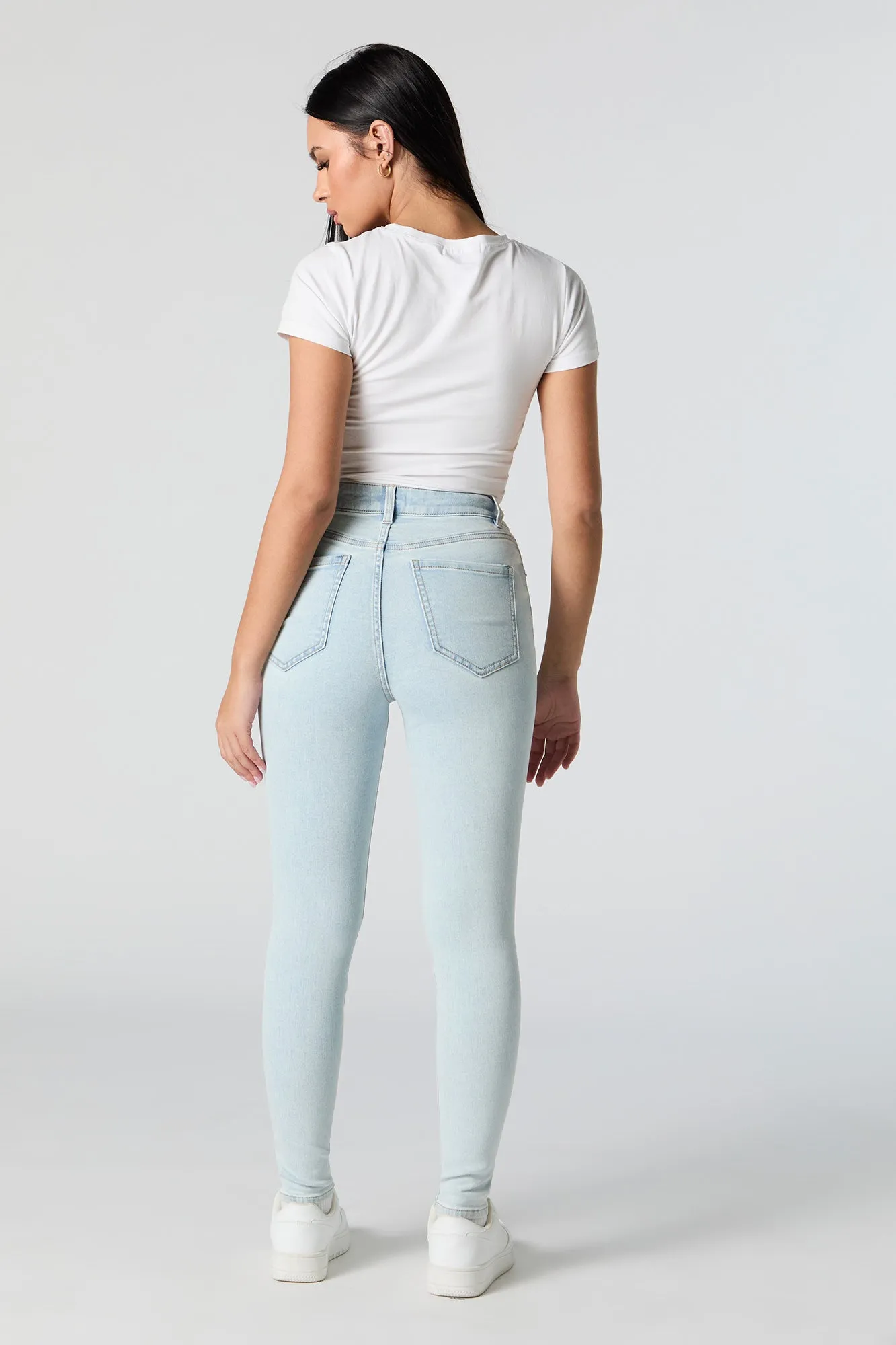 Miami Light Wash High Rise Distressed Skinny Jean sold by Charlotte Russe product image thumbnail 3