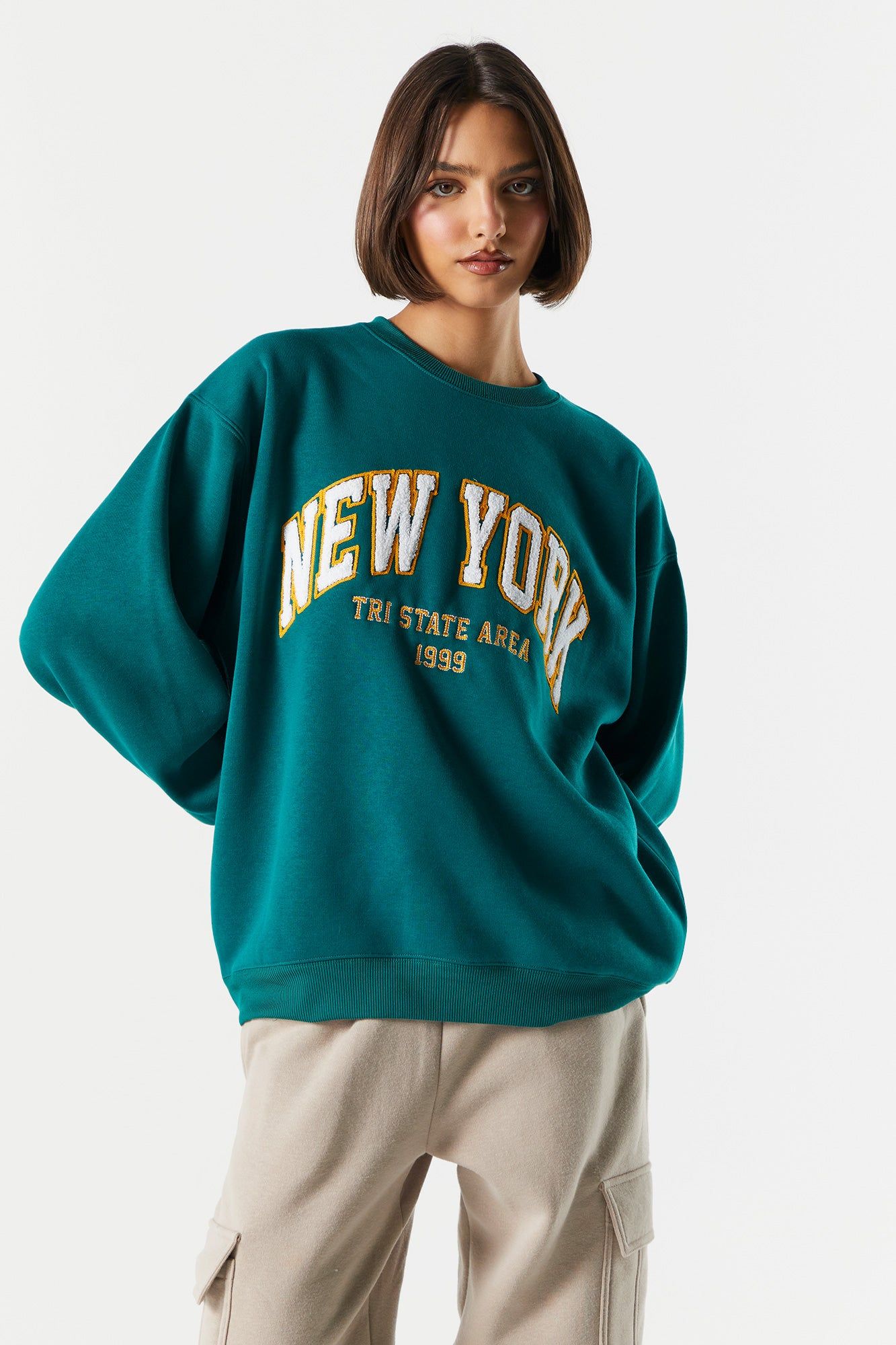 Fleece New York Graphic Sweatshirt sold by Charlotte Russe