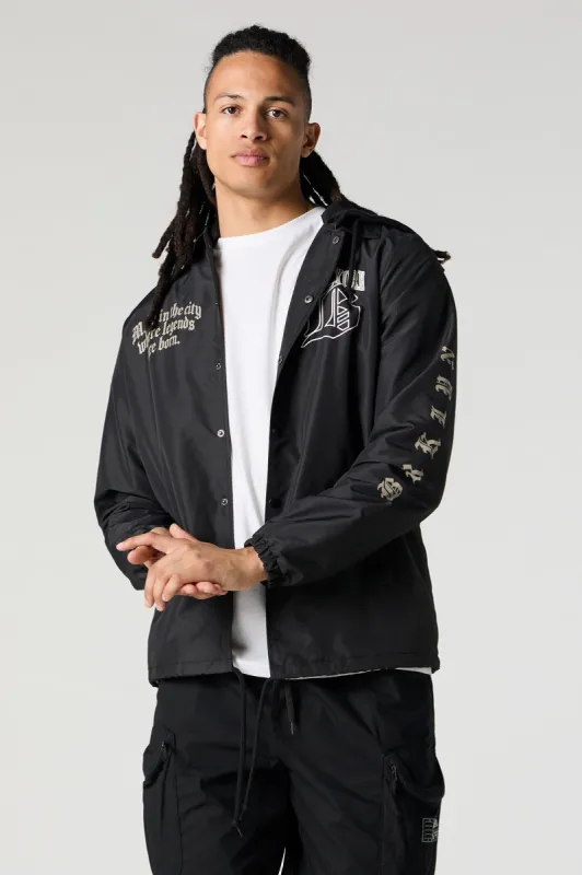 New York Fleece Hood Coach Jacket sold by Charlotte Russe