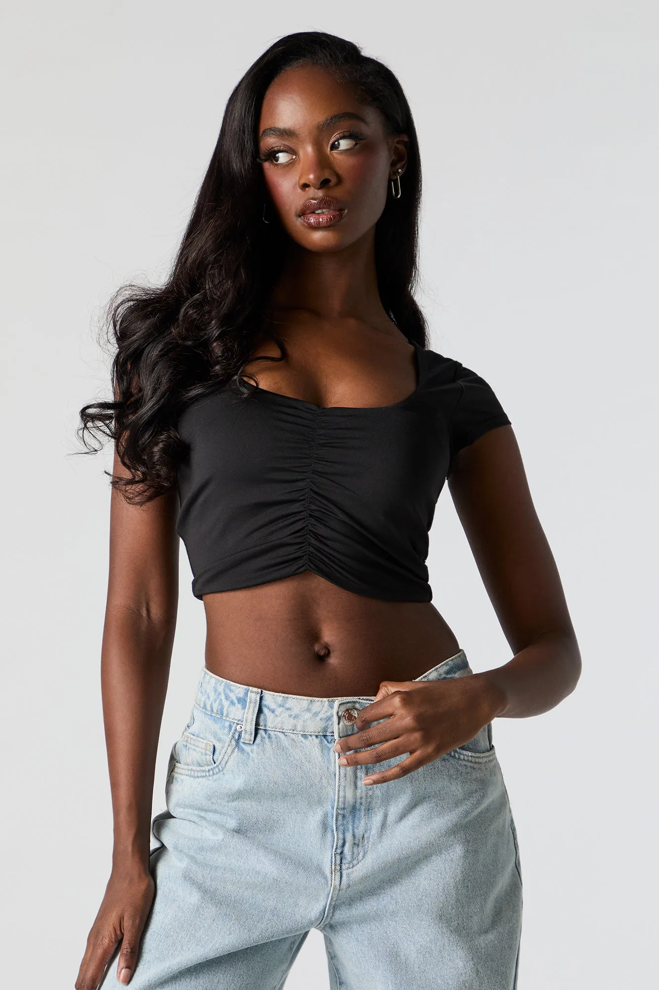 Contour Cinched Crop Top sold by Charlotte Russe