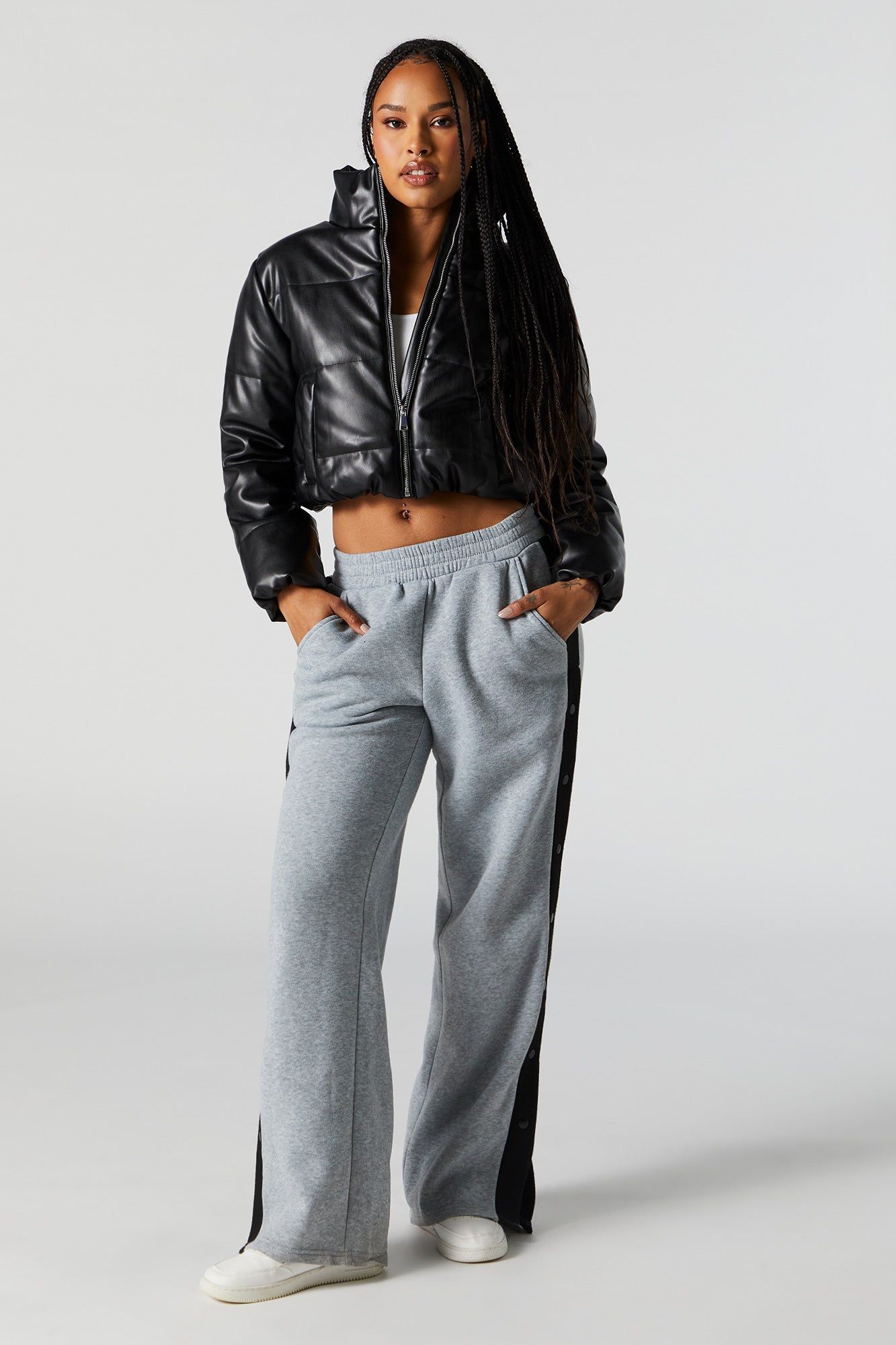 Faux Leather Cropped Puffer Jacket sold by Charlotte Russe product image thumbnail 4