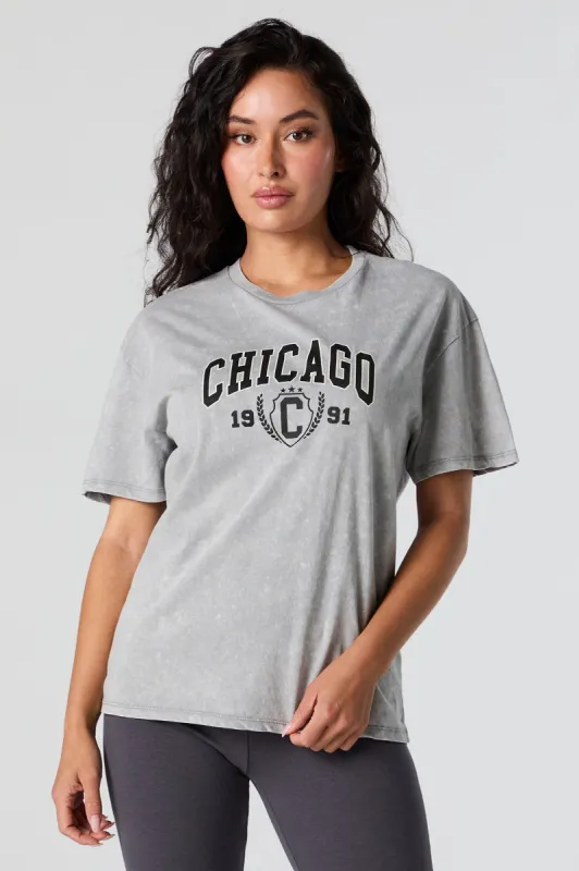 Chicago Graphic Washed Boyfriend T-Shirt sold by Charlotte Russe