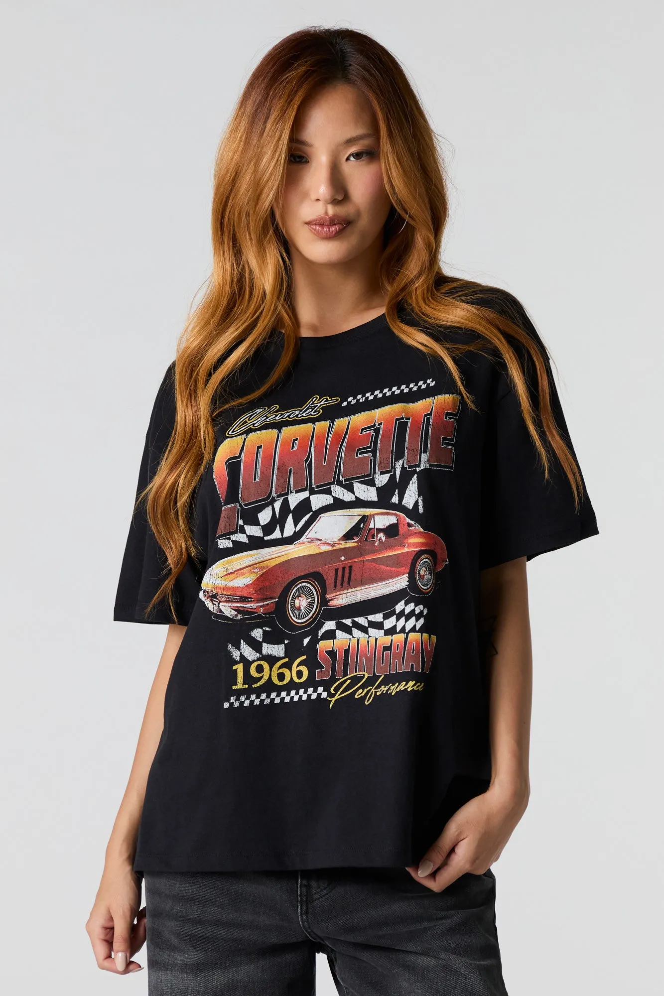 Corvette Stingray Graphic Boyfriend T-Shirt sold by Charlotte Russe