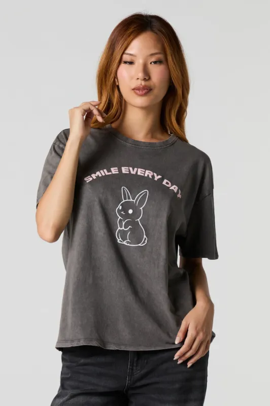 Smile Every Day Washed Boyfriend T-Shirt sold by Charlotte Russe
