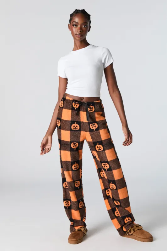 Halloween Printed Plush Pajama Pant - Orange sold by Charlotte Russe