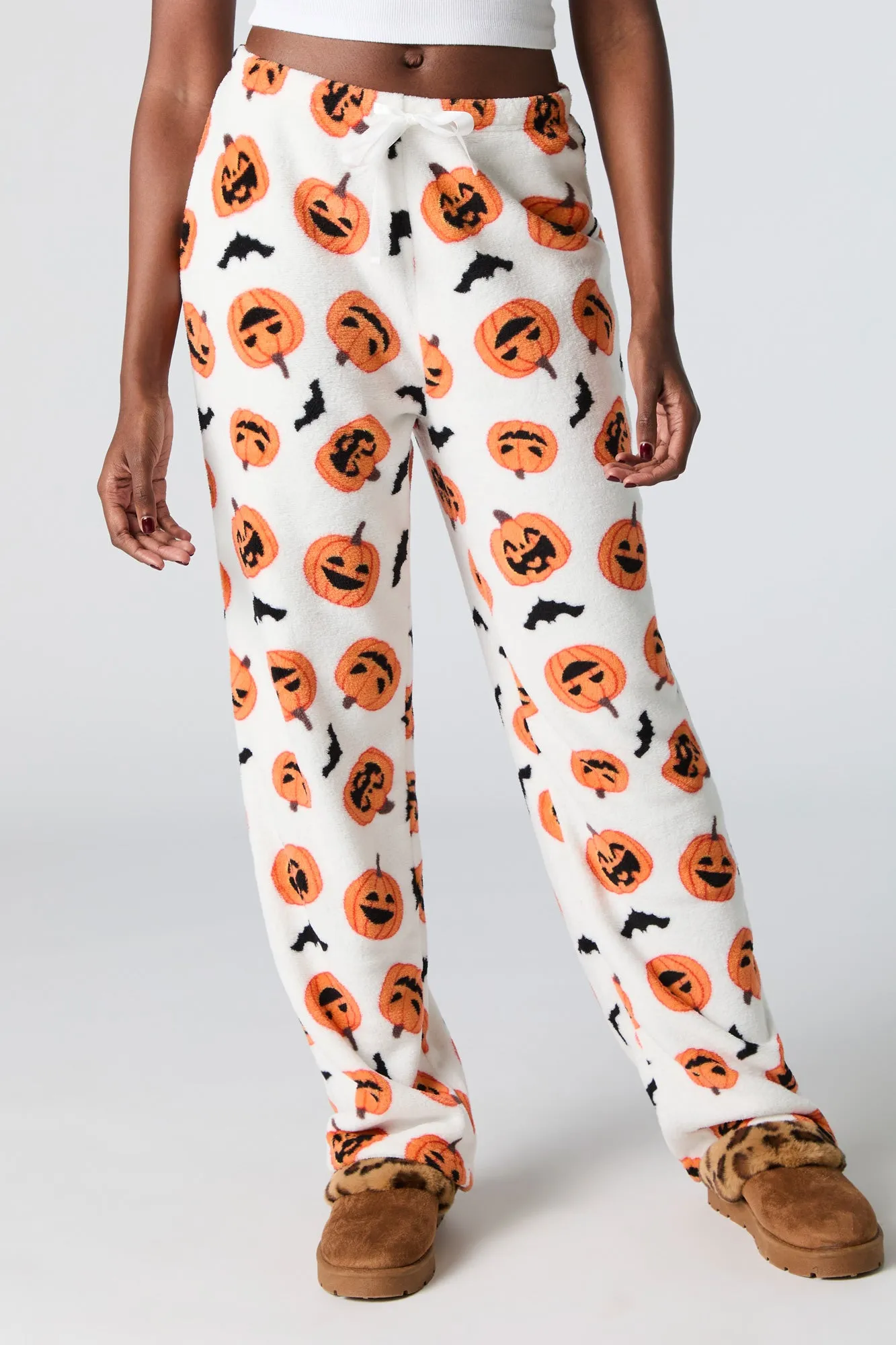 Halloween Printed Plush Pajama Pant - White sold by Charlotte Russe product image thumbnail 2
