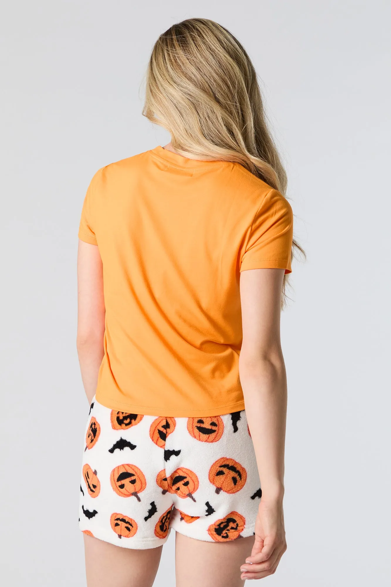 Halloween T-Shirt and Short 2 Piece Pajama Set - Orange sold by Charlotte Russe product image thumbnail 2
