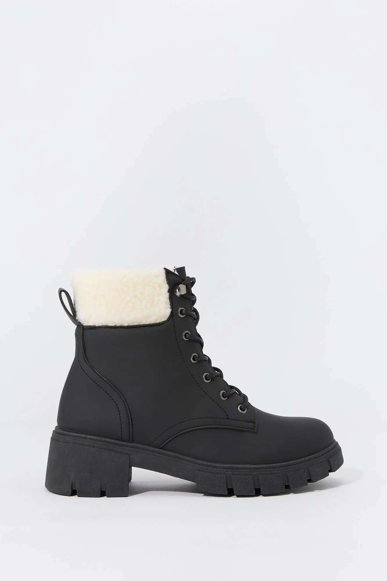 Faux Fur Collared Lace Up Lug Boot sold by Charlotte Russe product image thumbnail 3