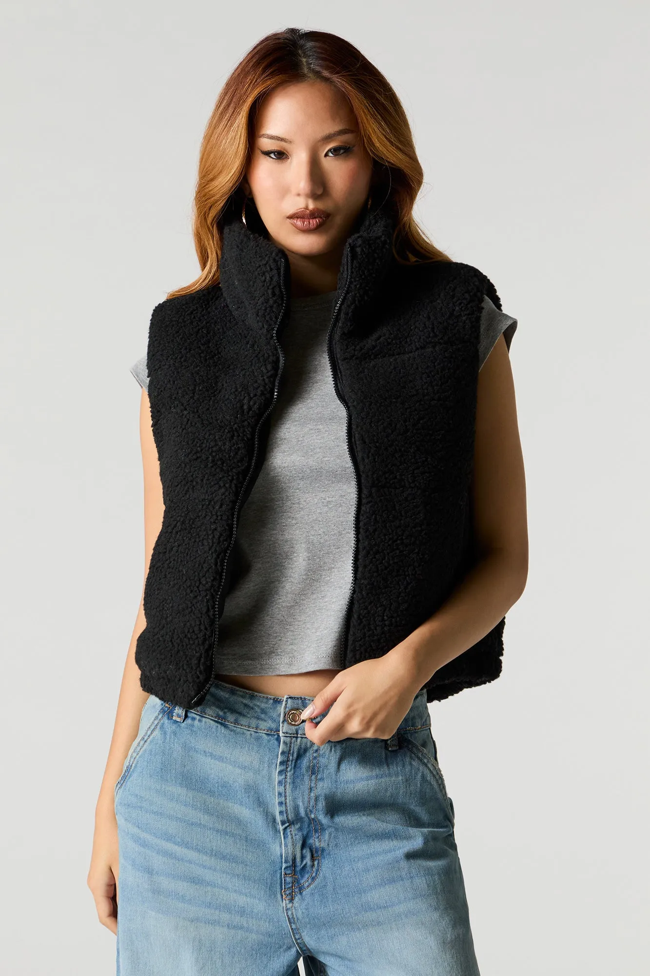 Sherpa Puffer Vest sold by Charlotte Russe product image thumbnail 5