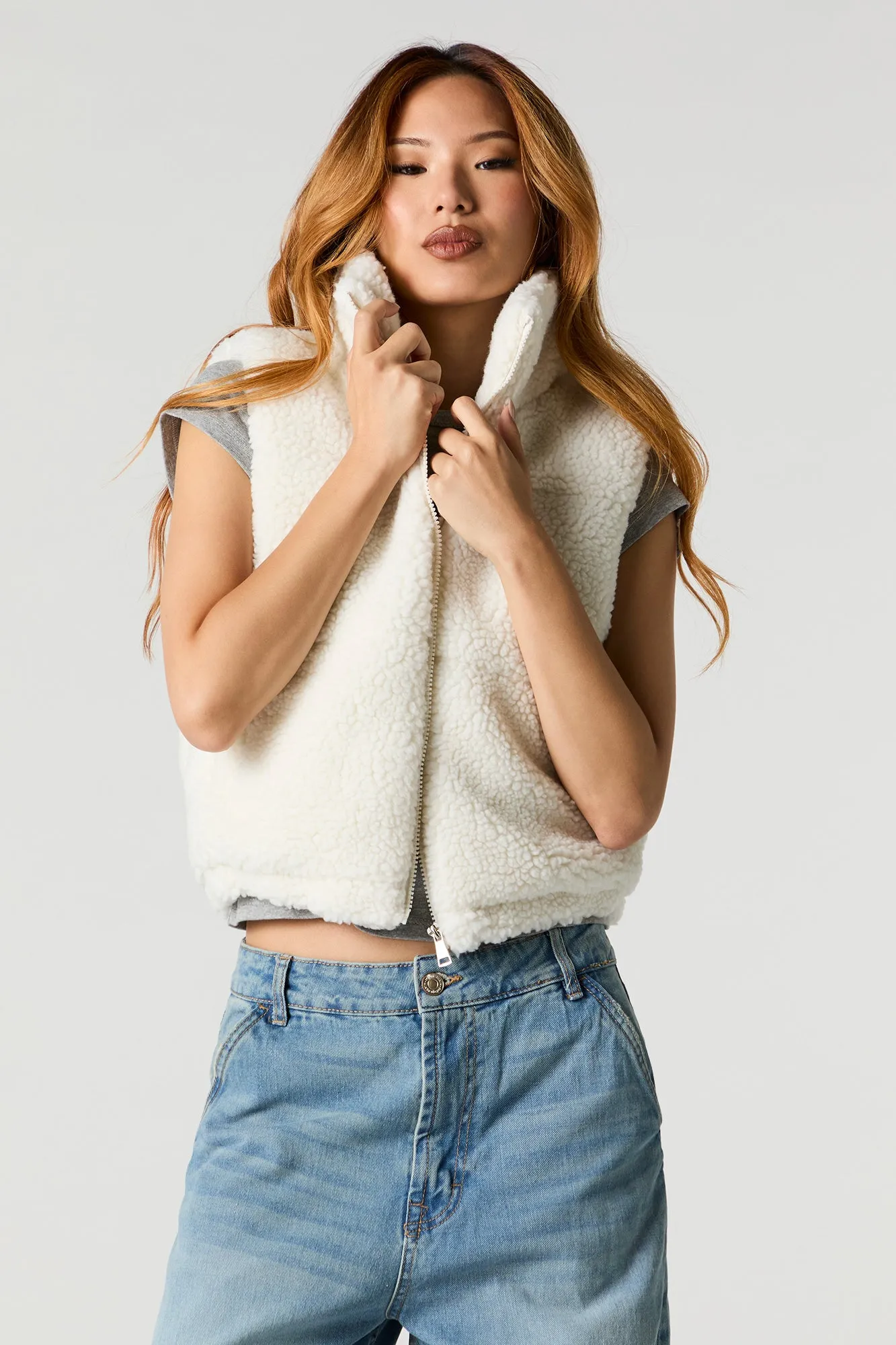 Sherpa Puffer Vest sold by Charlotte Russe