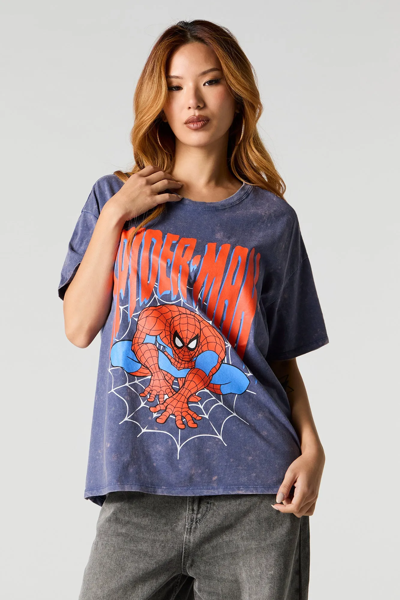 Spider-Man Graphic Washed Boyfriend T-Shirt sold by Charlotte Russe