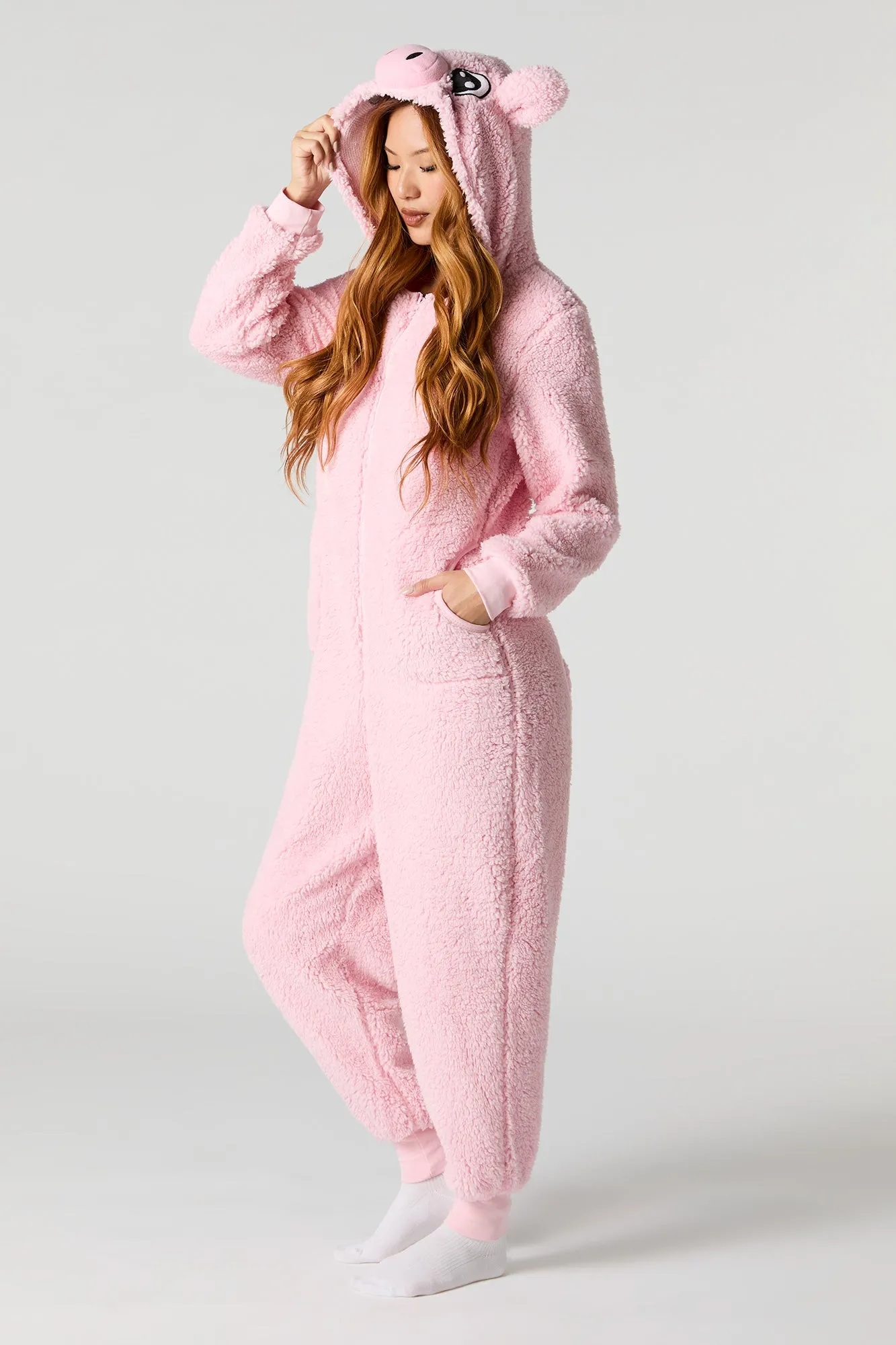 3D Pig Sherpa Onesie sold by Charlotte Russe