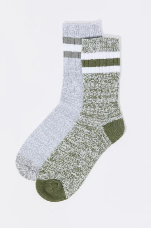 Soft Knit Striped Crew Socks (2 Pack) sold by Charlotte Russe