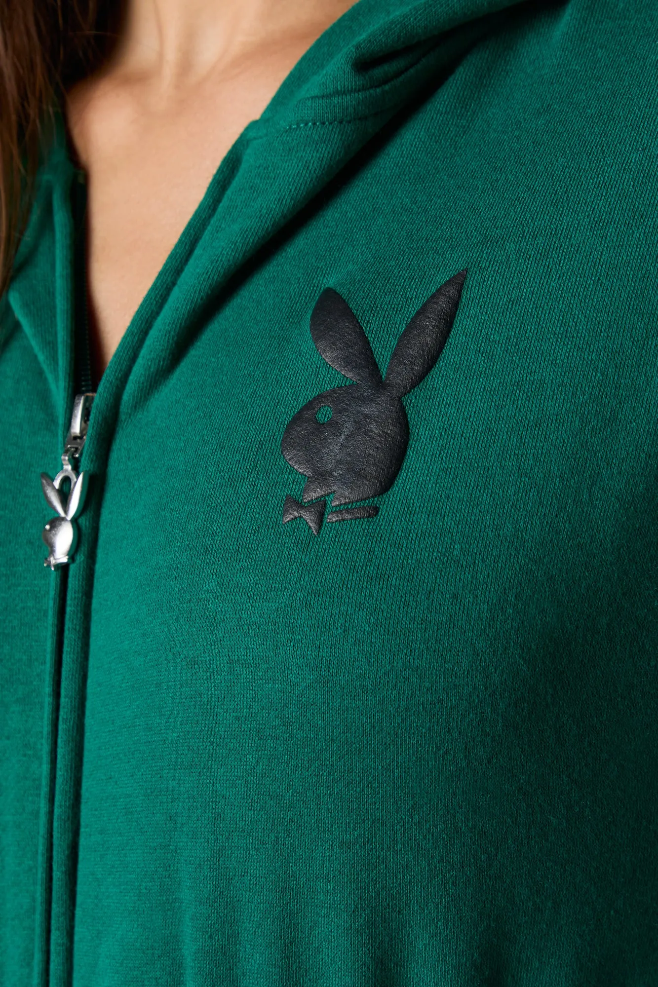 Playboy Graphic Cropped Zip-Up Fleece Hoodie sold by Charlotte Russe product image thumbnail 4