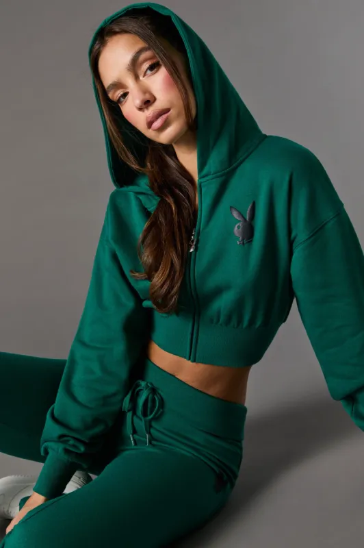 Playboy Graphic Cropped Zip-Up Fleece Hoodie sold by Charlotte Russe