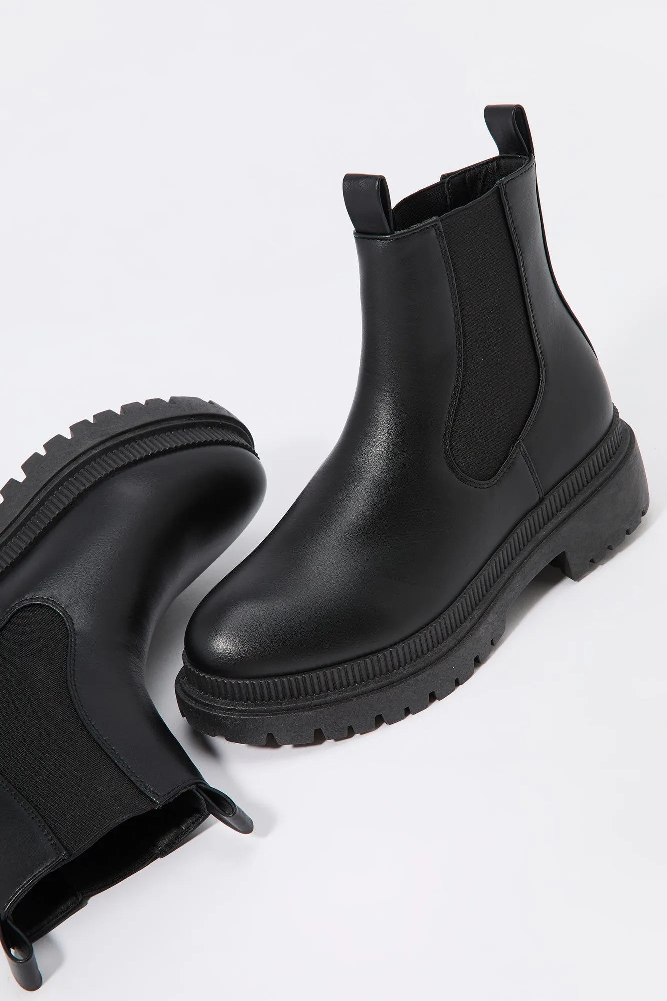 Faux Leather Gore Boot sold by Charlotte Russe