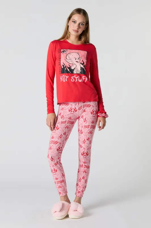 Hot Stuff Long Sleeve Top & Legging 2 Piece Pajama Set sold by Charlotte Russe