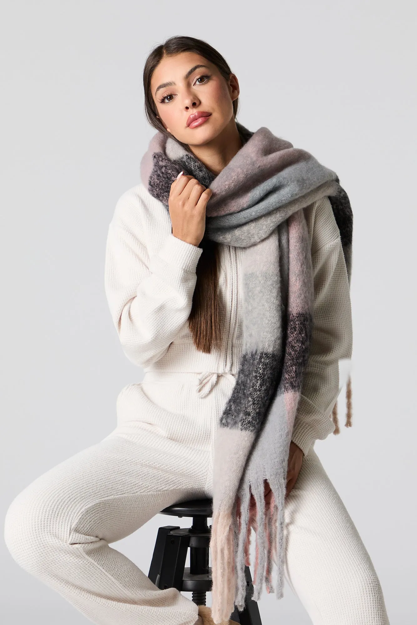 Plaid Bouclé Scarf sold by Charlotte Russe product image thumbnail 3