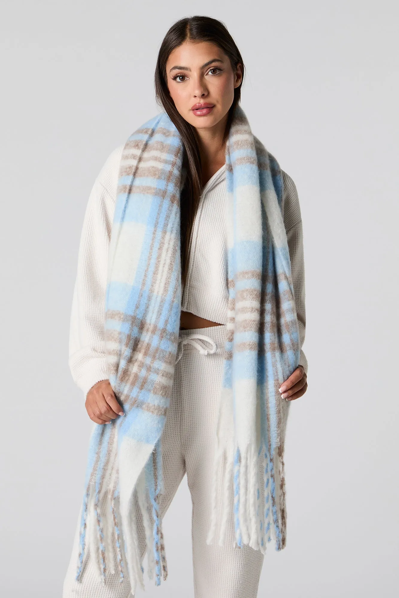 Plaid Bouclé Scarf sold by Charlotte Russe product image thumbnail 5