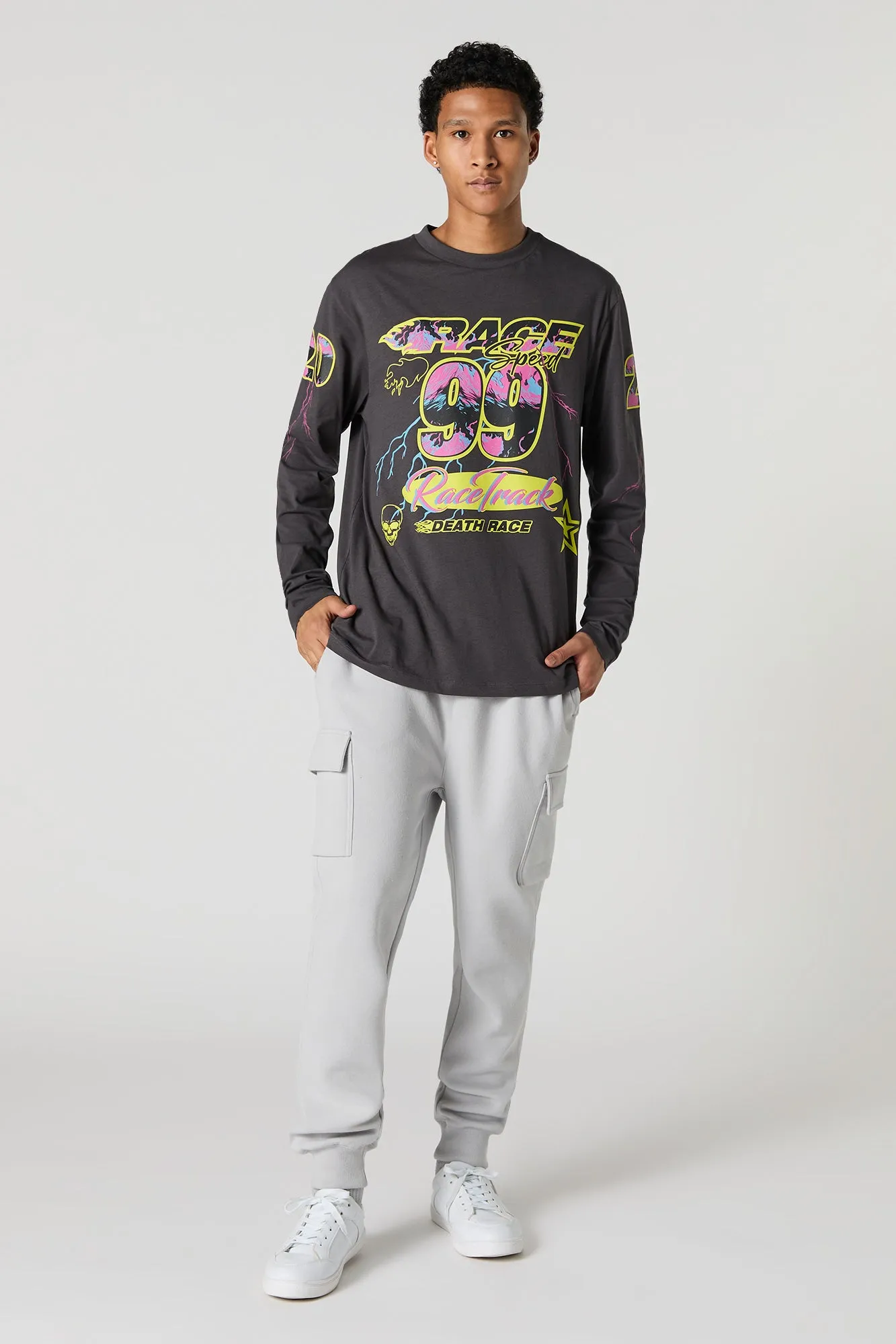 Race Graphic Long Sleeve Top sold by Charlotte Russe product image thumbnail 3