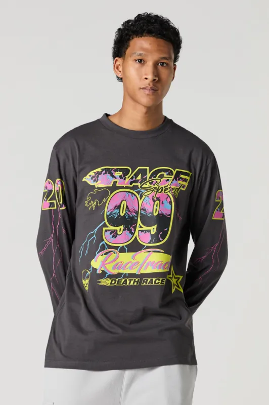 Race Graphic Long Sleeve Top sold by Charlotte Russe