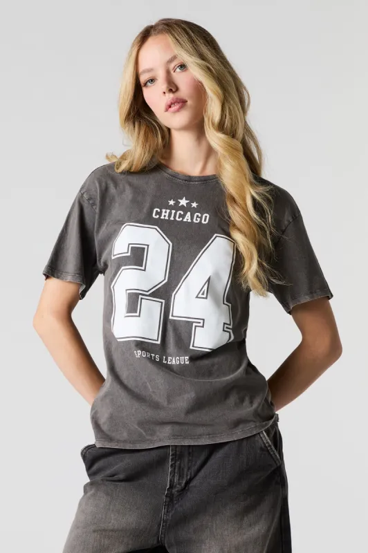 Chicago 24 Graphic Washed Boyfriend T-Shirt sold by Charlotte Russe