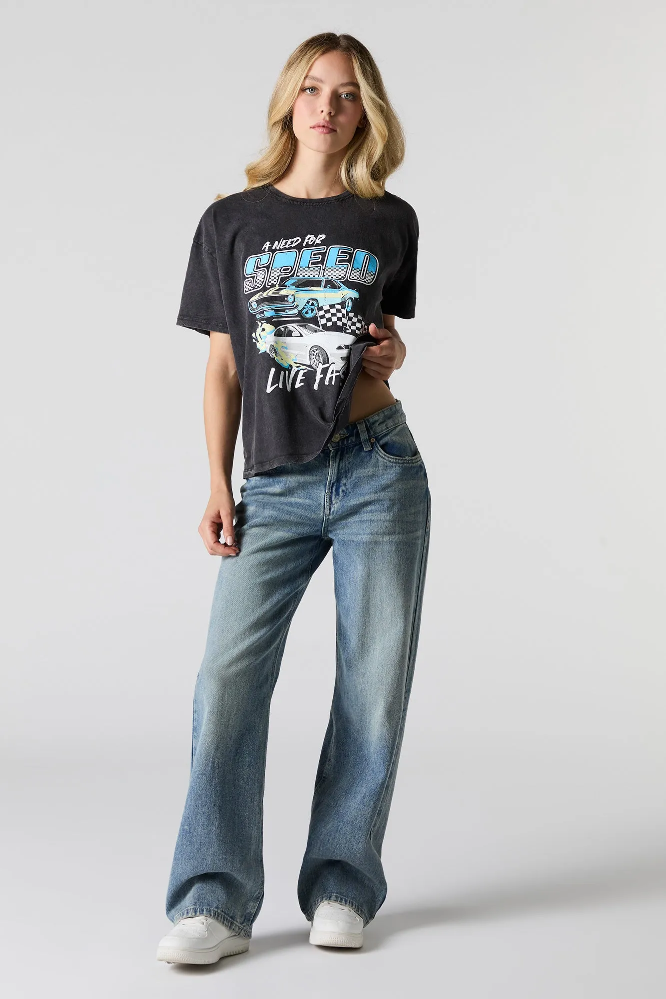 Need for Speed Graphic Washed Boyfriend T-Shirt sold by Charlotte Russe product image thumbnail 2