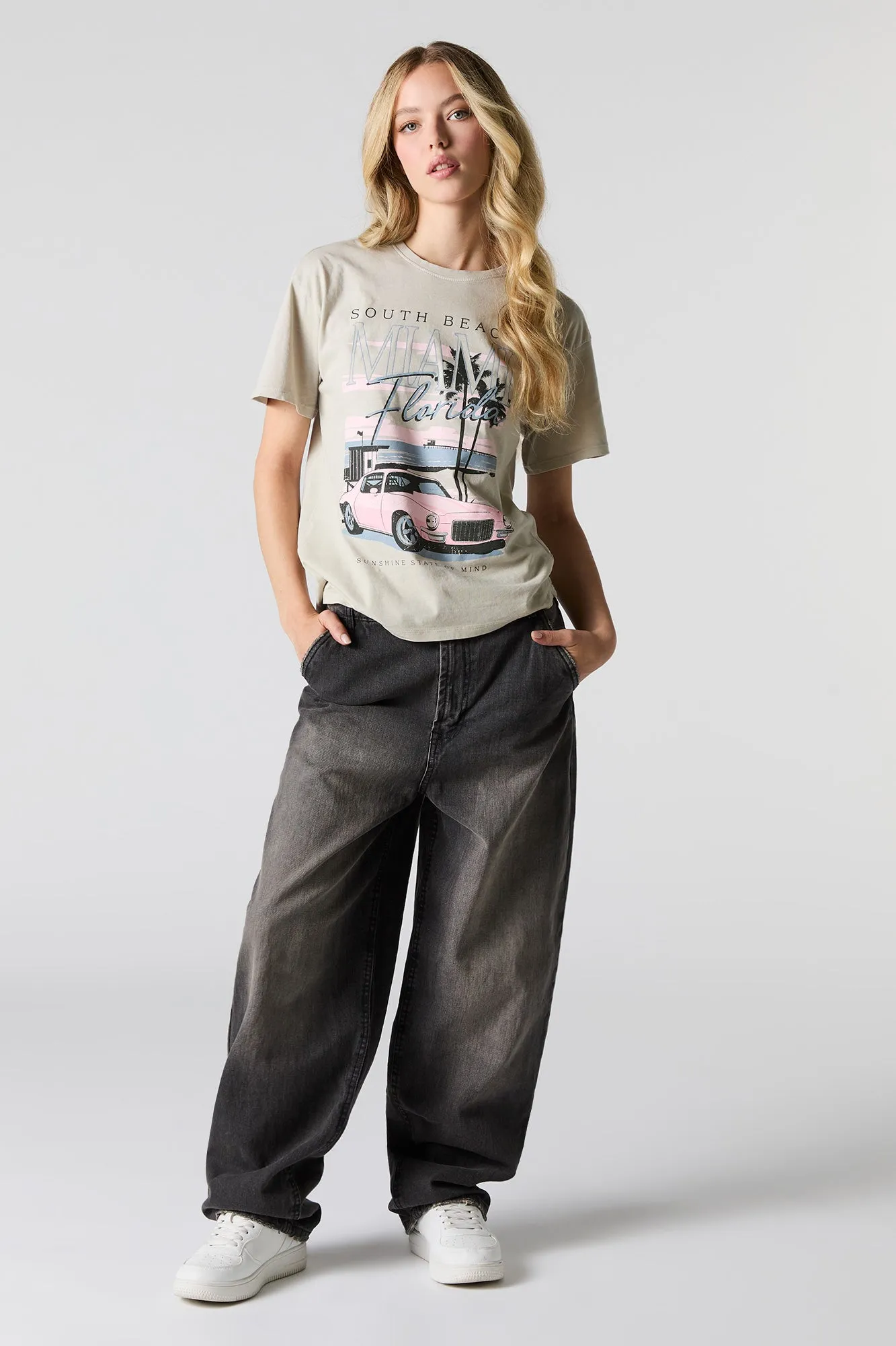 South Beach Miami Graphic Boyfriend T-Shirt sold by Charlotte Russe product image thumbnail 2