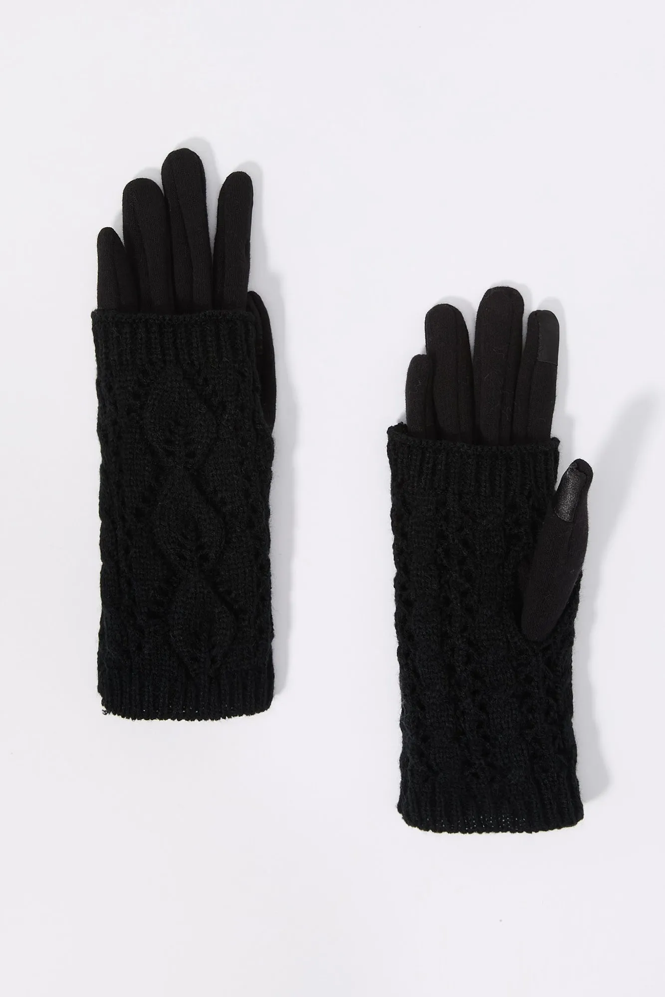 Cable Knit Overlay Touch Screen Gloves sold by Charlotte Russe product image thumbnail 3