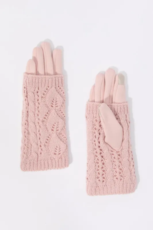 Cable Knit Overlay Touch Screen Gloves sold by Charlotte Russe