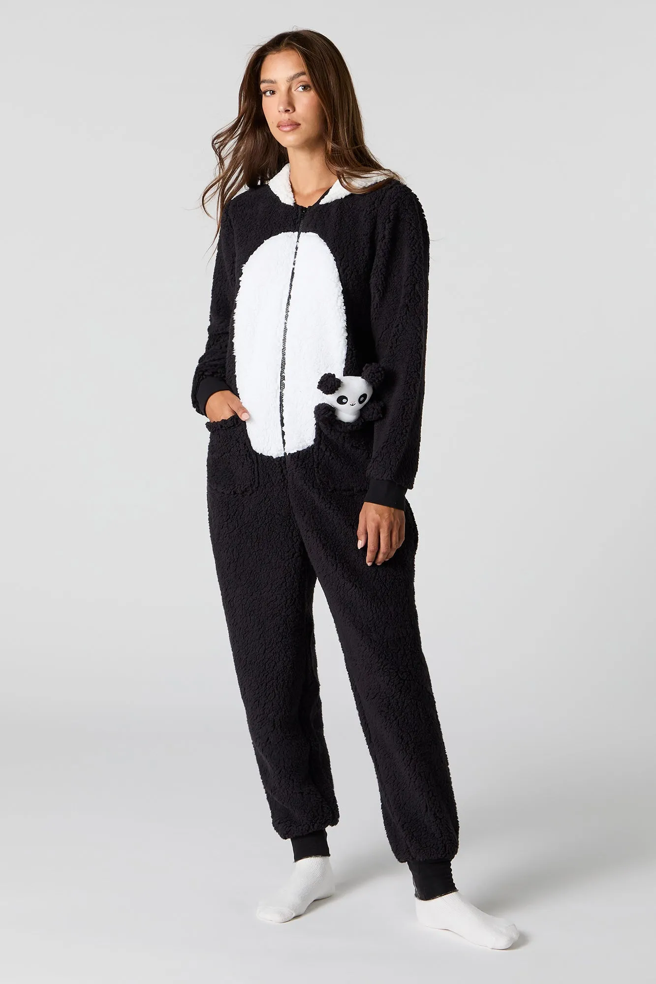3D Panda Sherpa Onesie sold by Charlotte Russe product image thumbnail 2