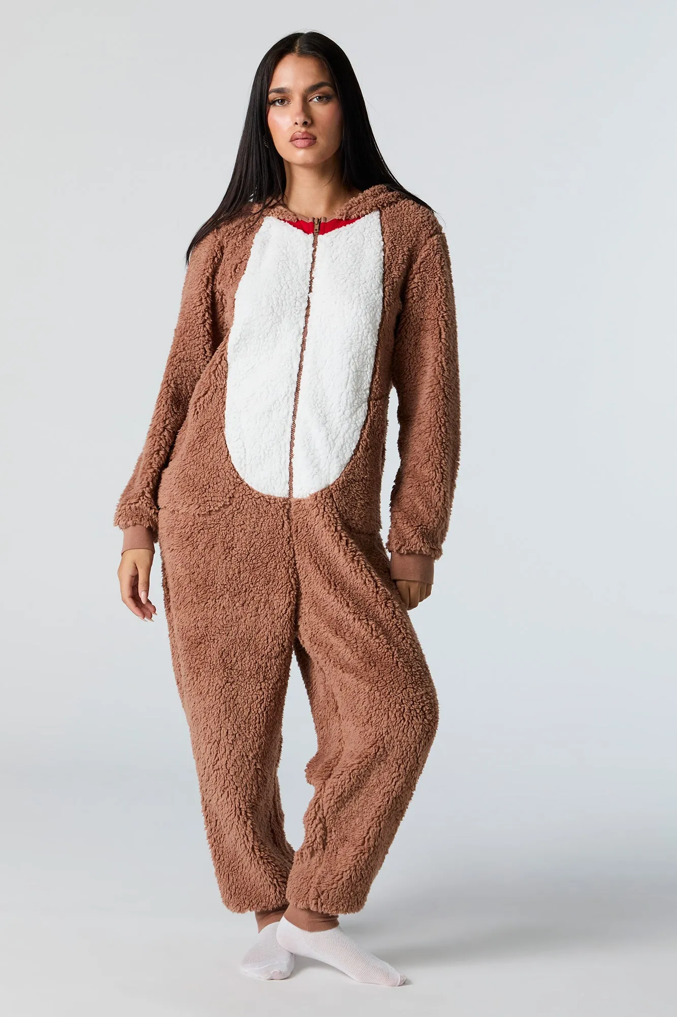 3D Rudolph Sherpa Onesie sold by Charlotte Russe product image thumbnail 2