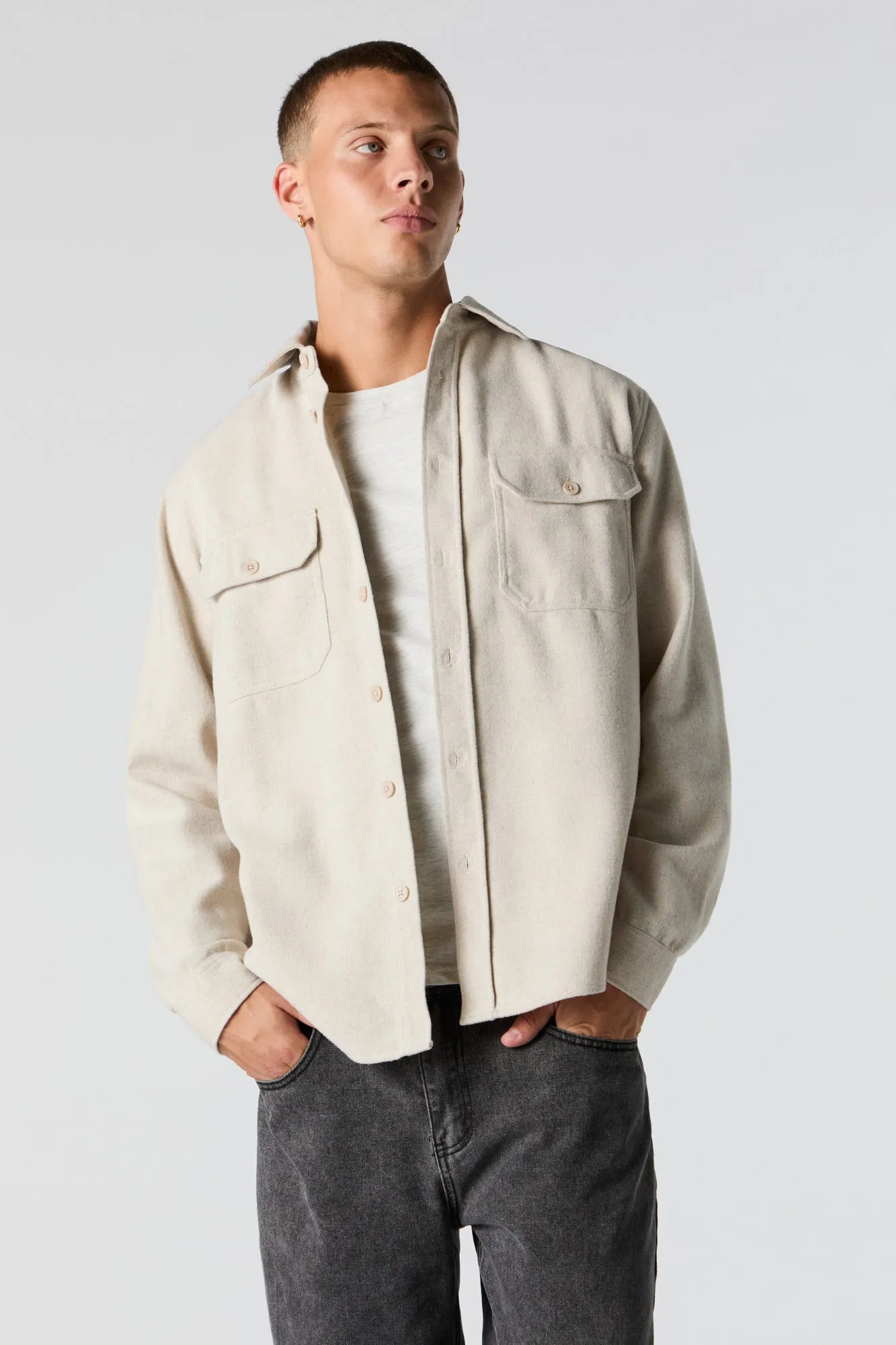 Solid Shacket sold by Charlotte Russe