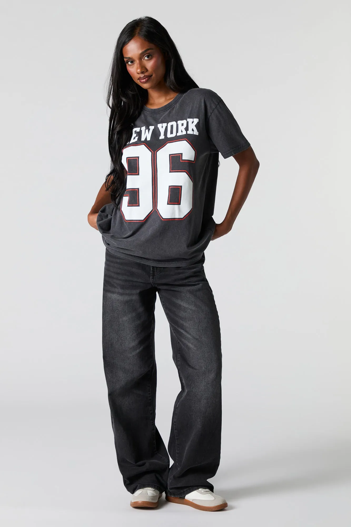 New York Graphic Washed Boyfriend T-Shirt sold by Charlotte Russe product image thumbnail 2